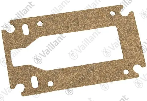 Dichtung von Vaillant aus Korkmaterial, rechteckige Form mit Ausschnitten und Löchern, geeignet für verschiedene Anwendungen in Heizsystemen.
